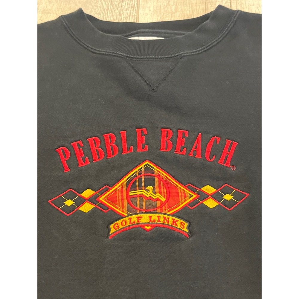 Gear For Sports Pebble Beach Golf Links Sweatshirt Black Mens Large Embroidered‎